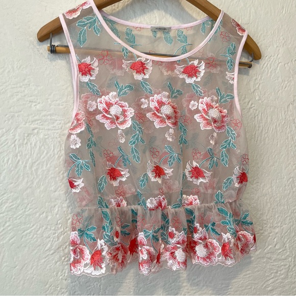 INTIMISSIMI Top Sheer Mesh Embroidered Floral Cropped Medium M - Picture 3 of 10